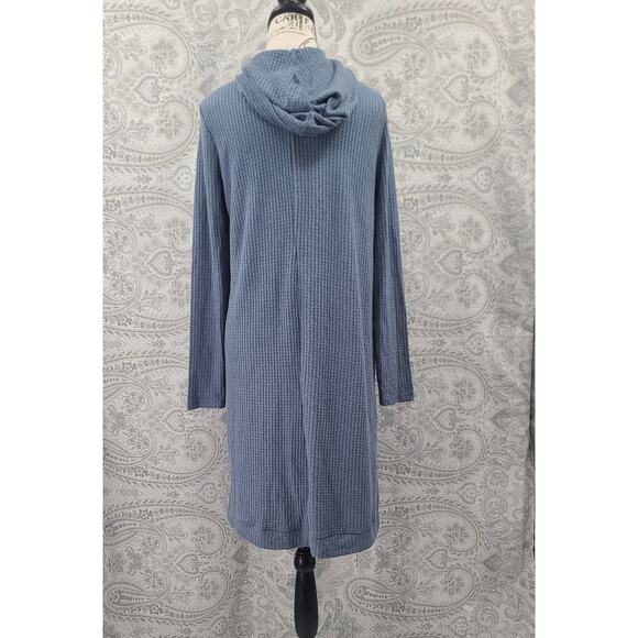 Awhile Haydee Brushed Waffle Hooded Duster Women's Size Large blue Cozy Office - Picture 5 of 10